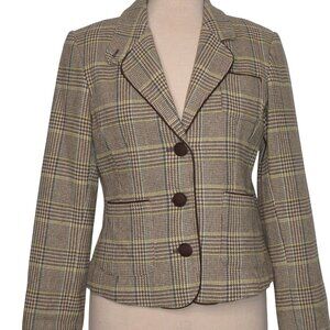 Vintage Joe Fresh Multi Brown Plaid Wool Blazer Size M